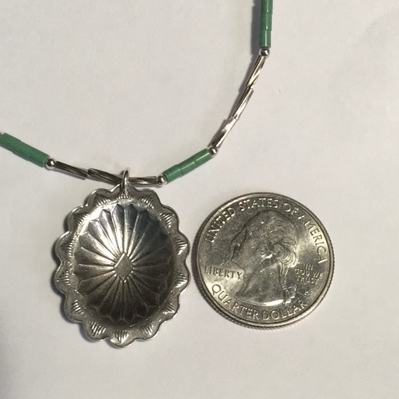 Native Sterling Silver Concho Necklace Earring Set - Picture 7 of 8